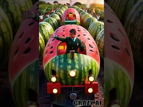 Epic Monkey Drives Watermelon Train 🚂🍉 | Comedy Gold! || #shorts #viralvideo  #funny #crazyai