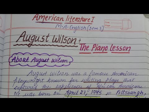 August Wilson | The Piano Lesson | American Literature 1 | M.A. English Semester 3