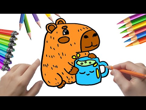 Cómo dibujar un capibara tomando una taza  #peketona #fundraw #capibara #capybara