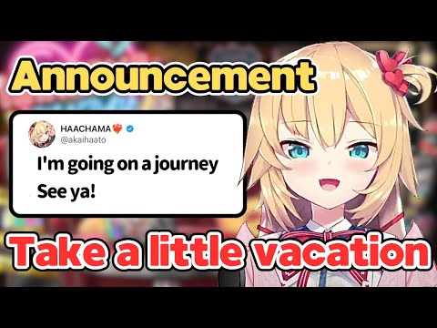 Haachama Announces Taking a Positive Short Vacation[Hololive/EngSub/JpSub]