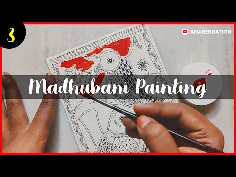 Madhubani painting for Beginners Easy|  Madhubani painting step by step for beginners| part 3/5