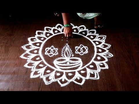 deepavali special vilakku kolam | diwali rangoli design | diwali rangoli 2021 | diwali semman kolam