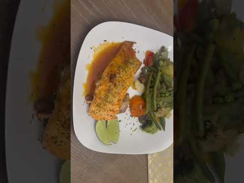 Parmigiana Crushed Salmon/ Honey Butter Pepper Sauce.              Like & Substitute to my Channel