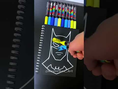 Drawing The Batman with Posca Markers! Glow Effect! (#shorts)