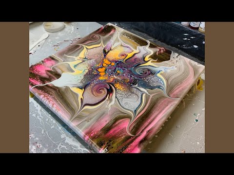 #166 Psychedelic Flower Bloom Swipe | Acrylic Pour Painting | Abstract | Fluid Painting