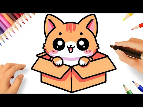 HOW TO DRAW A CUTE KAWAII CAT IN A BOX 😻📦