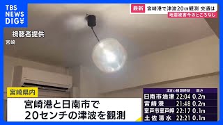 最大震度5弱を観測した宮崎　宮崎港・日南市で20センチの津波が観測　この地震により九州新幹線に遅延発生｜TBS NEWS DIG