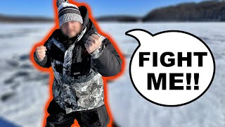 ICE FISHING GONE WRONG! Guy Tries to Fight Me Over My Spot..