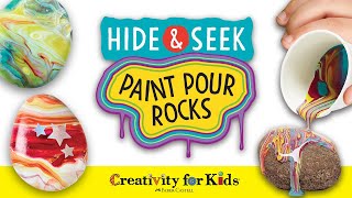 Paint Pouring on Rocks | Hide & Seek Paint Pour Rocks | Creativity for Kids Painted Rocks