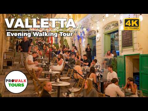 Valletta, Malta Evening Walking Tour | 4K 60fps | May 2024 with Captions by Prowalk Tours