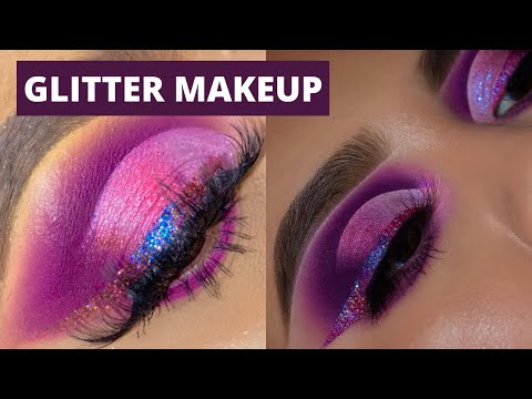 PURPLE Cut Crease GLITTER makeup look | ABH Norvina PRO VOL 1