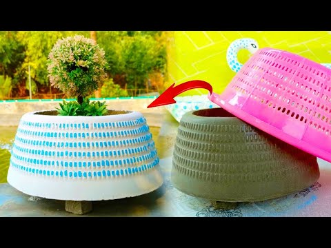 Amazing Craft Ideas From Cement And Plastic baskets - DIY Flower Pot Cement at home