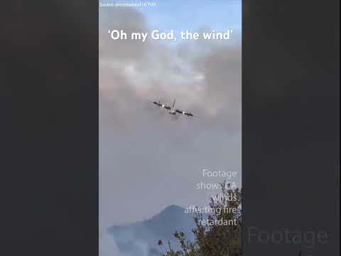 Footage shows California winds appear to affect wildfire retardant dropped by airtanker #shorts