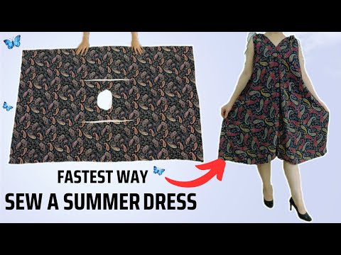 Fastest way to cut and sew a summer dress in 5 minutes for beginners only 1 meter