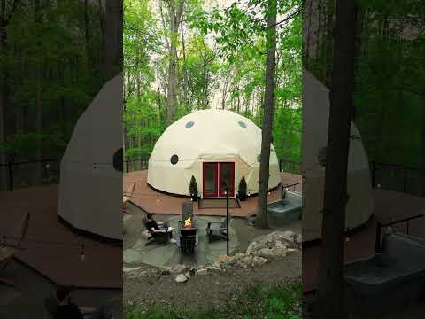 Luxury Geodesic Glamping Dome w/ Waterfall! Tiny Home Mini Tour