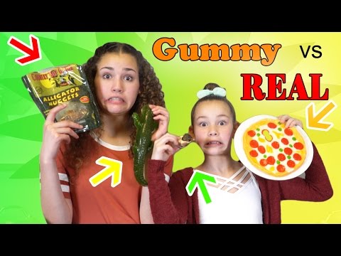 GUMMY FOOD vs. GROSS REAL FOOD! (Alligator, Snails & Sardines)