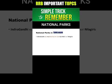 National parks in India Tricks #3 #shorts #rrb #rrbalp2024 #shorttricks #geography #gs #railwayjobs