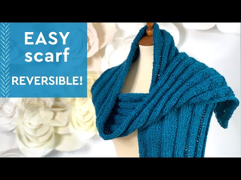 Easy Reversible Knit Scarf in Pennant Pleating Stitch