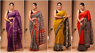 Party Wear Maheshwari Silk Sarees | Bagru Print Silk Sarees #shopnow