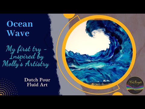 {13} 'Ocean Wave' 🌊 ~ My first try ~ Inspired by Molly's Artistry ~ Acrylic Dutch Pour ~ Fluid Art 🌊