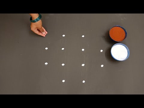 Simple method vilakku kolam|4*2muggulu|purattasi maadham rangoli|beginners rangoli|Colours Rangoli