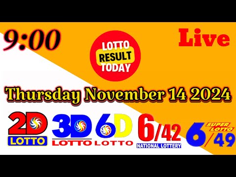 Today PCSO Live 9pm Lotto Result Thursday 14 November, 2024