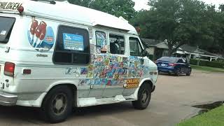 Two ice cream trucks old Chevy van turkey in the straw and Chevy van the picnic