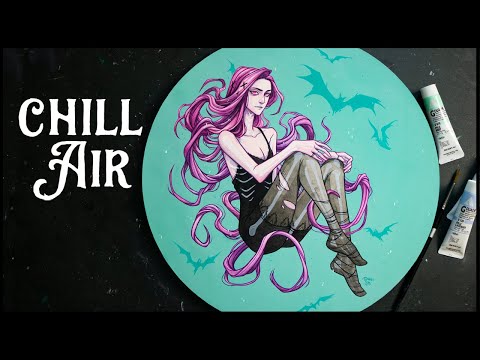 Chill Air // Watercolor + Gouache Painting // Real Time Clips