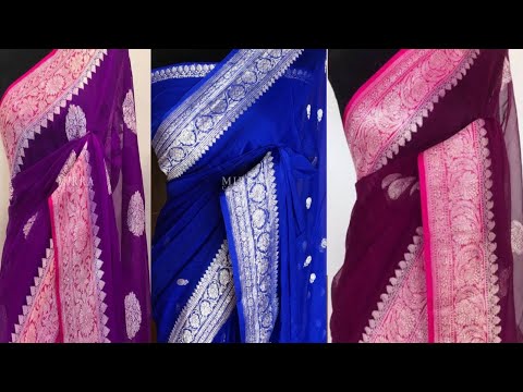 Pure khaddi chiffon Minakari saree silver zari collection