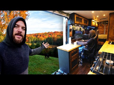 Fall Vanlife Camping Routine in Lush Forest