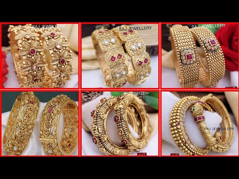 There are many different styles of Indian stone gold bridal bangles sets available