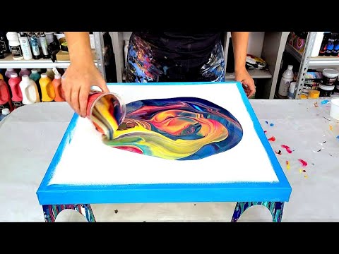 This One Surprised Me! - Primary Colors Only! - Thin Paint Straight Pour - Fluid Art