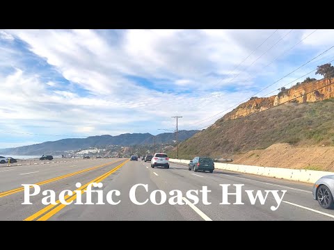 Driving Pacific Coast Highway.  Santa Monica Pier to Malibu along California 1.