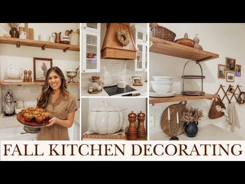 FALL KITCHEN DECORATING IDEAS 2023 | bake pumpkin chocolate chip muffins with me!