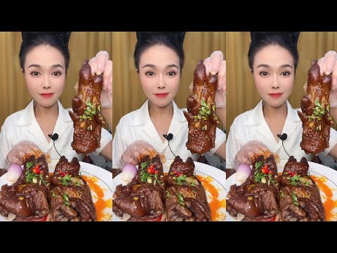 pig feet eating show,mukbang,delicious food,