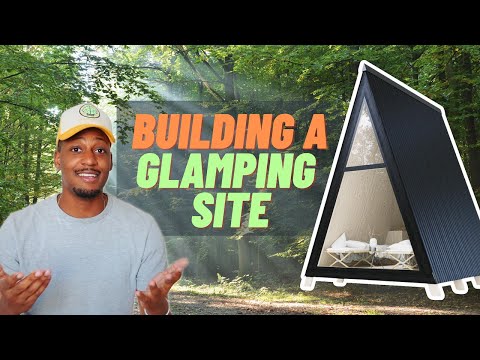 CABIN AND GLAMPING SITE UPDATE | off-grid cabin, outhouse, deck, solar panels on Den Outdoors kit