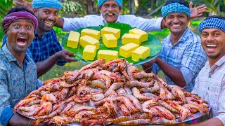 BUTTER GARLIC PRAWNS | Shrimp Roast with Butter | Spicy Prawn Recipe Cooking in Village