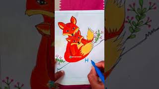 Easy and simple mother's day drawing for beginners || Easy mom and baby fox drawing for beginners