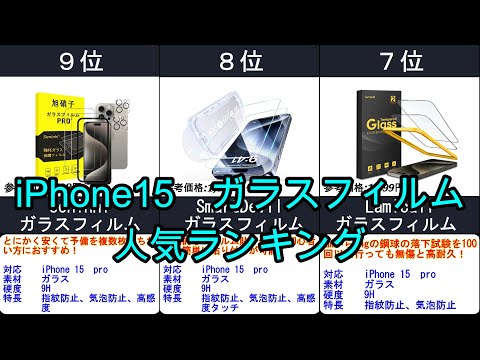 2024年【購入で失敗したくない人はこれを買え！】iPhone15シリーズ　ガラスフィルム　人気ランキングTOP10