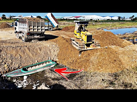 WOW! Best Job Soil Mix Stone Pushing SKill Dozer Operator Komatsu D31P Ft 5ton Truck Unloaded