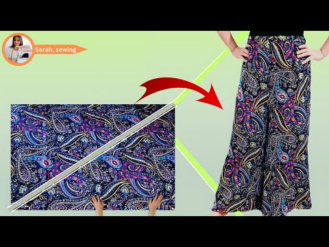 Very Easy how to Cutting and pants Stitching | Clothes Skirt Pants Tutorial with Cut-out Detail