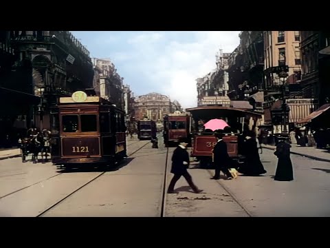 Brussels 1908 (New Version) in Color [VFX,60fps, Remastered] w/sound design added