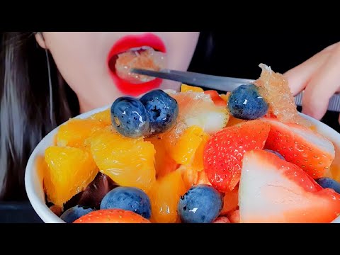 ASMR, Frozen Mix Fruit Salad Eating Vlog, Mukbang 냉동 믹스 과일 샐러드 먹기 @CaptainQASMR