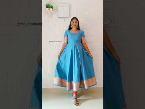 Convert Saree into umbrella cut dress| long dress| #shorts