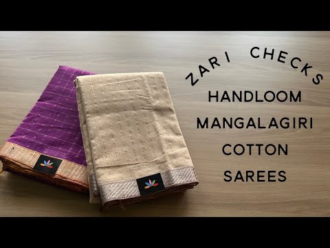 Zari Checks Handloom Mangalagiri Cotton Sarees | Shop on www.fabk.in #fabksarees #sareelove