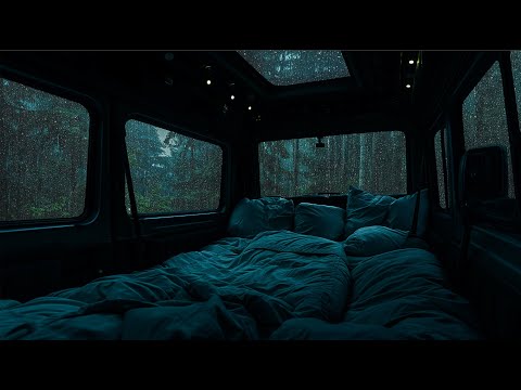 10 Hours⚡️Camping Van Rain in Forest | Relieve Insomnia & Fall Asleep Instantly with Soothing Sounds