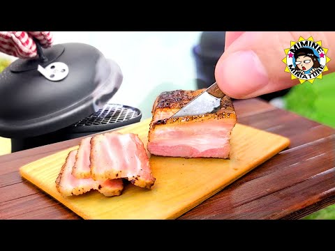 Cooked delicious smoked BACON🥓 in miniatures│Miniature Cooking