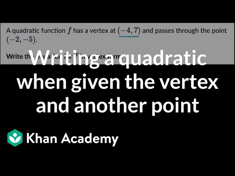 Writing a quadratic when given the vertex and another point | Algebra 1 (TX TEKS) | Khan Academy