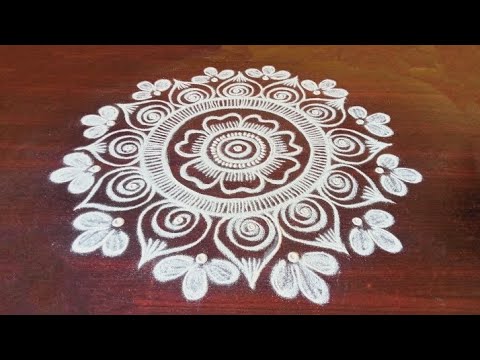 easy and simple flower kolam by laks Rangoli designs