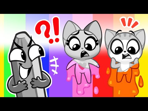 The Naughty Gray Crayon 🖍️ Color Challenges 🌈 Rescue Team Lost Color 🚓 Kids Cartoons 😻 Purr-Purr